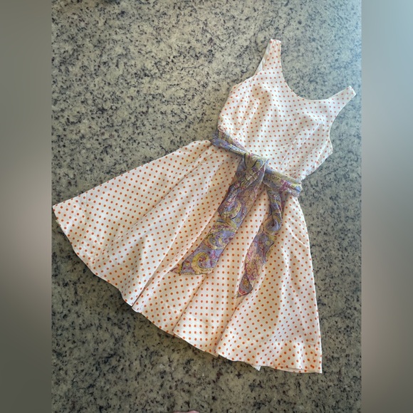 Women’s 100% silk Anthropologie polkadot A line dress size 4 - Picture 1 of 9